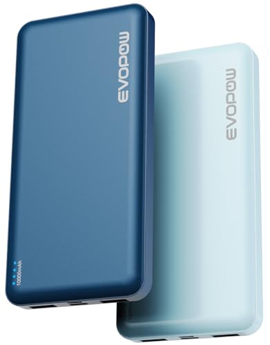 2-Pack Portable Charger, 10000mAh Power Bank, Battery Pack, Battery Bank - color: Blue&Light blue