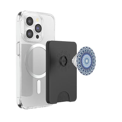 Cell Phone Pop Out Button Holder Mandala Floral Sky Blue PopSockets PopGrip: Swappable Grip for Phones & Tablets PopSockets PopWallet for MagSafe - style: Magnetic PopWallet