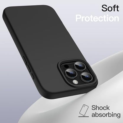 JETech Silicone Case for iPhone 16 Pro Max, Black | Silky Soft Touch, Shockproof Protection, Scratch Resistant, Microfiber Lining - color: Black, size: iPhone 16 Pro Max