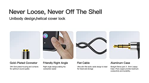 3.5mm Headphone Extension Cord 5ft,3.5mm Male to Female Stereo Audio Extension Cable/90 Degree Right Angle Aux Cable for Smartphones, Tablets, Media Players - size: 5 ft