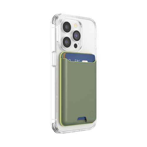 PopSockets Softgoods Phone Wallet and Adapter Ring for MagSafe, Phone Card Holder, Wireless Charging Compatible, Wallet Compatible with MagSafe® - Eucalyptus - color: Eucalyptus, style: Without Grip