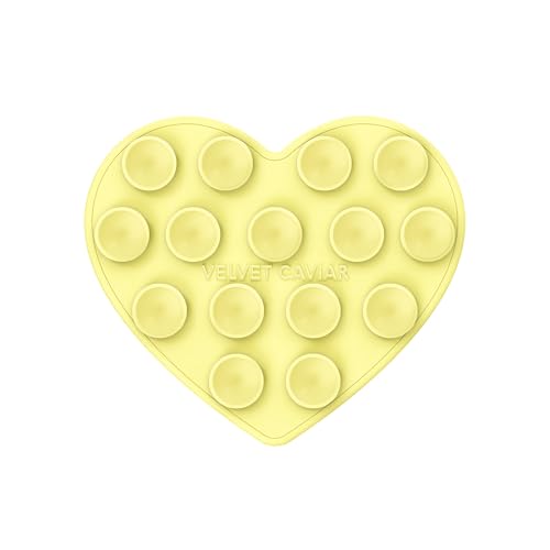 Velvet Caviar Suction Cup Phone Case Mount Compatible with MagSafe Devices Only - Magnetic Silicone Sticky Phone Grip Holder for iPhone Back of Phone - Mirror Gripper (Butter Yellow Heart) - color: Butter Yellow Heart