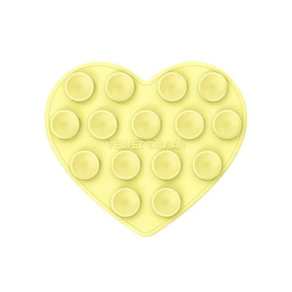 Velvet Caviar Suction Cup Phone Case Mount Compatible with MagSafe Devices Only - Magnetic Silicone Sticky Phone Grip Holder for iPhone Back of Phone - Mirror Gripper (Butter Yellow Heart) - color: Butter Yellow Heart