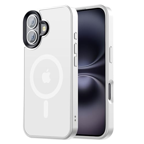 Tigowos Magnetic for iPhone 16 Case Fits MagSafe 16FT Drop Resistant Matte Skin Feeling Back Cover Shockproof Slim Fit for iPhone 16 Phone Case 6.1 inch，White - color: White, size: iPhone 16-6.1 inch