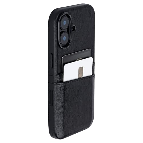Dockem Card Case for iPhone 17 with Magnetic Mounting Plate, Camera Control Button, Wallet with 2 Holder Slots: M2 Exec Premium Synthetic Leather (Black) - color: Black, size: 17