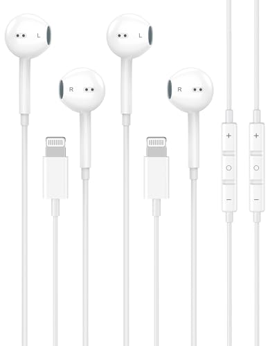 Wired Lightning Headphones for iPhone 14 13 12 Pro Max[Apple MFi Certified] - color: LWhite