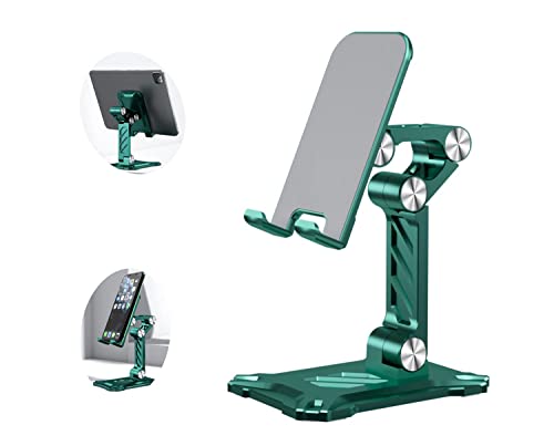 Phone Stand for Desk. Foldable Desktop Mobile Phone Stand with Angle Height Adjustable, Portable Office Cell Phone Holder, Cradle, Dock. Fits All 4.7-13in iPhone/Smartphone/iPad/Tablet. - color: Green