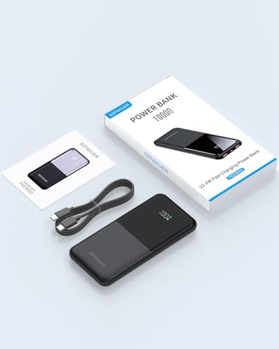 Portable Charger,Slim 10000mAh Power Bank,22.5W USB-C Fast Charging Battery Pack Compatible with iPhone 17/16/15/14/13/12 Pro Samsung Galaxy, iPad, AirPods, Android Tablets (Black) - color: Black