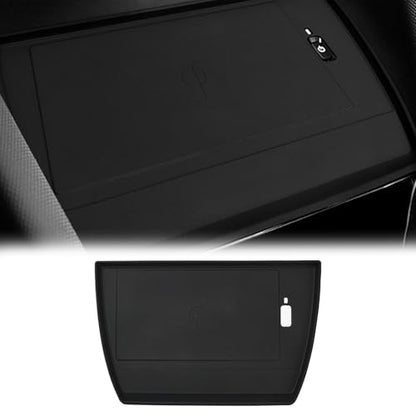 JSCARLIFE Center Console Wireless Charging Mat Compatible with 2025 S-ubaru Forester - Non-Slip Waterproof Silicone, Black Interior Accessories Protective Pad