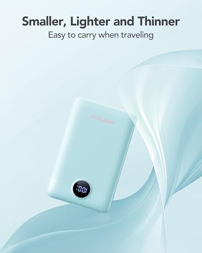 Mini Portable Charger with Built-in Cables 20W Fast Charging Power Bank USB-C Small Battery Pack 10000mAh Travel Essential Slim Battery for iPhone 17/16/15/14, Samsung 25/24, and More - color: Blue