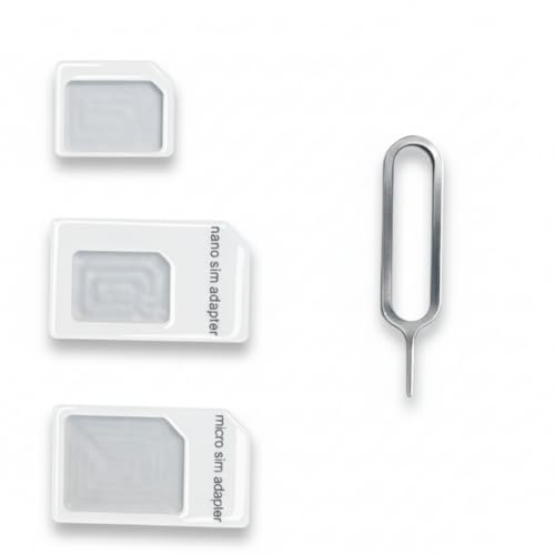 SIM Card Adapter, 4-in-1 SIM Converter Kit Nano/Micro/Standard with Tray Eject Pin - 1 Pack,White