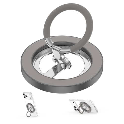 Magnetic Phone Ring Holder for MagSafe,360° Rotation Cell Phone Grip Stand - color: Gray