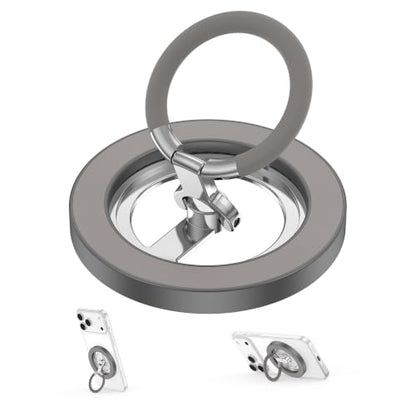 Magnetic Phone Ring Holder for MagSafe,360° Rotation Cell Phone Grip Stand - color: Gray