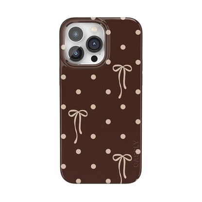 Casely iPhone 14 Pro Case | Teddy Bows | Brown Polka Dot | Compatible with MagSafe | Classic Ultra Slim Design - color: Teddy Bows | Brown Polka Dot, size: iPhone 14 Pro