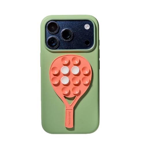 Silicone Suction Phone Mount - Hands-Free Padel Glass, Peach Pop - color: Peach Pop