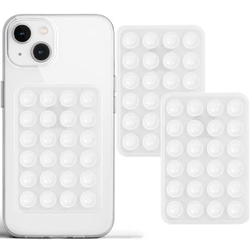 PKYAA Anteel 2 Pack Silicone Suction Phone Case Adhesive Mount, Strong Grip Holder for Selfies and Videos, Hands-Free Sticky Phone Grip for iPhone and Android, 2.17" x 3.15" (Translucent) - color: Translucent
