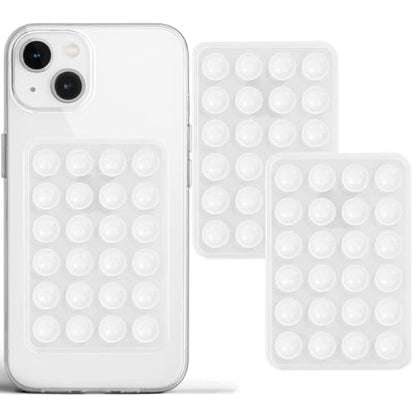 PKYAA Anteel 2 Pack Silicone Suction Phone Case Adhesive Mount, Strong Grip Holder for Selfies and Videos, Hands-Free Sticky Phone Grip for iPhone and Android, 2.17" x 3.15" (Translucent) - color: Translucent