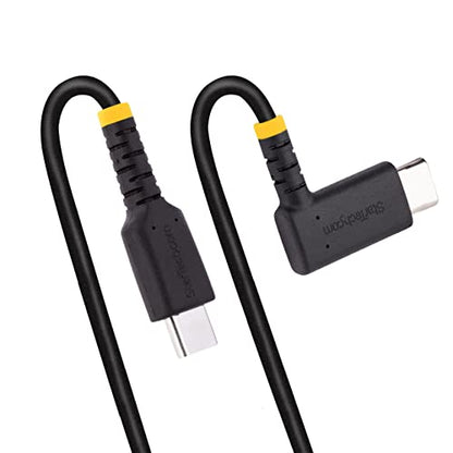StarTech 3.3ft/1m USB-C to USB-C Right-Angle Cable, Black, 60W PD, USB 2.0 - size: 3 ft / 1 m, style: right angle