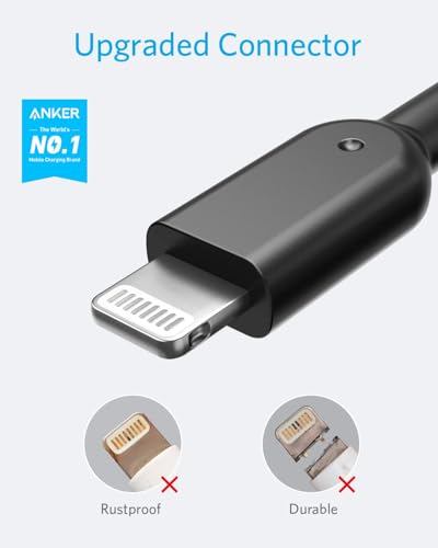 Anker Powerline II Lightning Cable, MFi-Certified (6 ft, Black) - color: Black, size: 6 ft