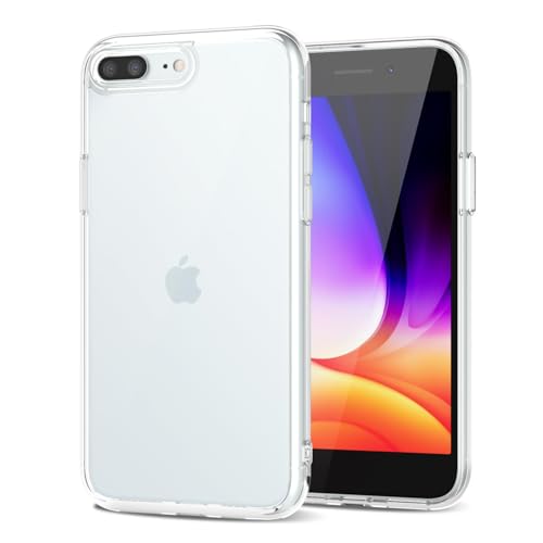 LoeoeL for iPhone 8 Plus/ 7 Plus Case Clear, Transparent Hybrid Phone Case [Hard Plastic & Soft Silicone Bumper] Acrylic Non Yellowing Thin Slim Protective Cover for Women, Crystal Clear - color: Crystal Clear, size: 7 Plus / 8 Plus