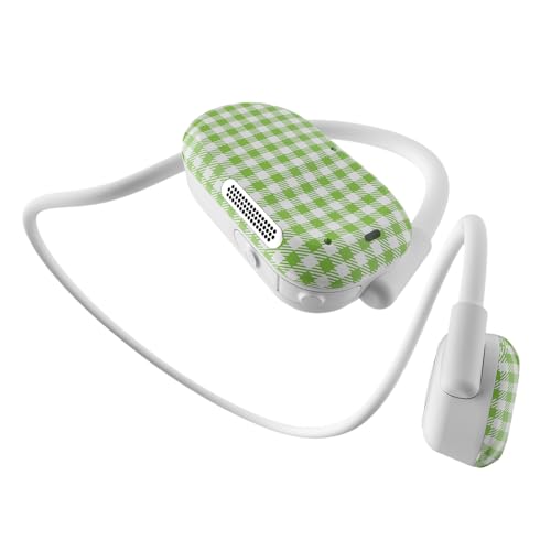 Purity Air Open Ear Headphones - True Air Conduction Wireless Bluetooth Open Ear Earbuds with Dual Mic for iPhone/Android - Secured Long Wearing Comfort, Sports Sweat Resistant (Green Checkers) - color: Green Checkers