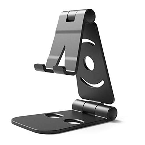 VALINK Universal Cradle Cell Phone Bracket Mount, Portable Mini Mobile Phone Holder Foldable Desk Stand Holder 4 Degrees Adjustable for iPhone Andorid Phone - color: Black