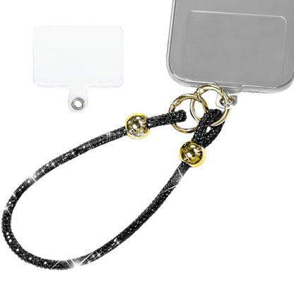 Luxury Diamond Phone Wrist Strap with Tether Tab & Pad (Z-Black) - color: Black, size: Classic