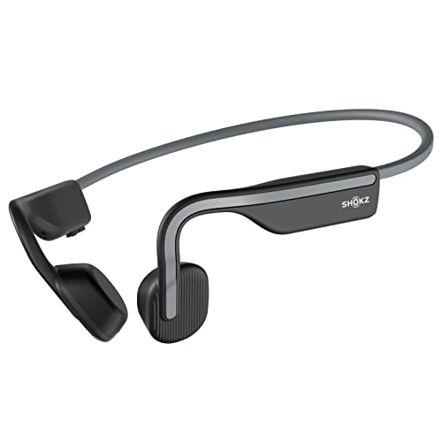 SHOKZ OpenMove - Open-Ear Bluetooth Sport Headphones - Bone Conduction Wireless Earphones - Sweatproof for Running and Workouts, with Sticker Pack (Grey) - color: Grey