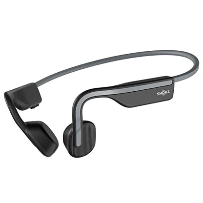 SHOKZ OpenMove - Open-Ear Bluetooth Sport Headphones - Bone Conduction Wireless Earphones - Sweatproof for Running and Workouts, with Sticker Pack (Grey) - color: Grey