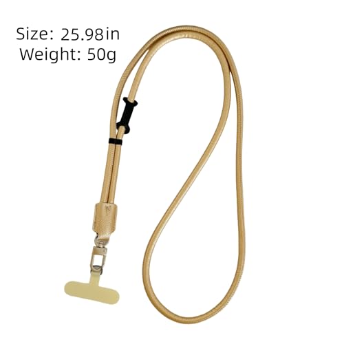 Phone Leather Lanyard with Tabs,Adjustable Anti Theft Phone Crossbody Strap for iPhone and Smartphone,Purse - color: Gold