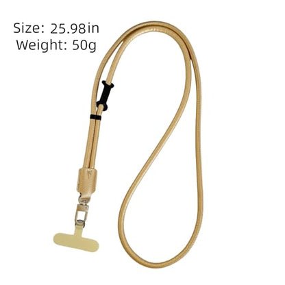 Phone Leather Lanyard with Tabs,Adjustable Anti Theft Phone Crossbody Strap for iPhone and Smartphone,Purse - color: Gold