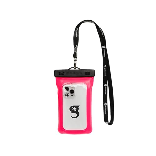 geckobrands Float Phone Dry Bag - Waterproof & Floating Phone Pouch – Fits Most iPhone and Samsung Galaxy Models - color: Neon Pink