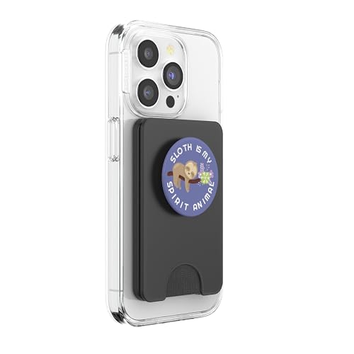 Sloth is my spirit animal cell phone grip holder sloth lover PopSockets PopWallet for MagSafe - style: Magnetic PopWallet