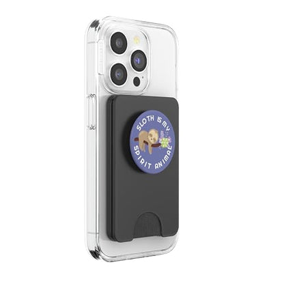Sloth is my spirit animal cell phone grip holder sloth lover PopSockets PopWallet for MagSafe - style: Magnetic PopWallet