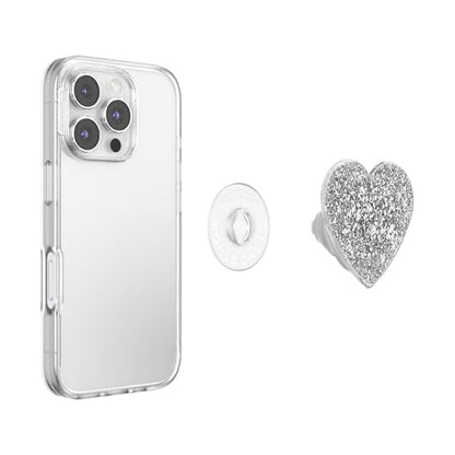 PopSockets Adhesive Phone Grip, Holder- Silver Sizzle - color: Confetti Foil Silver Adhesive, style: Adhesive