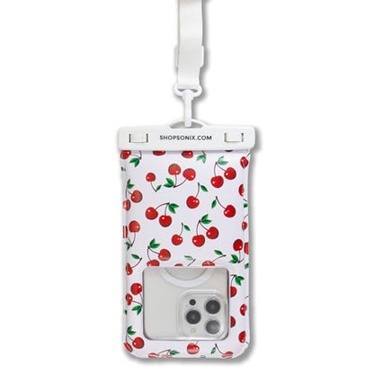 Sonix Waterproof Phone Pouch - Floating Phone Case Dry Bag w/Crossbody Lanyard - Beach Cruise Travel Essentials - Compatible w/All Devices, Touchscreen Friendly | Cherry on Top - color: Cherry on Top