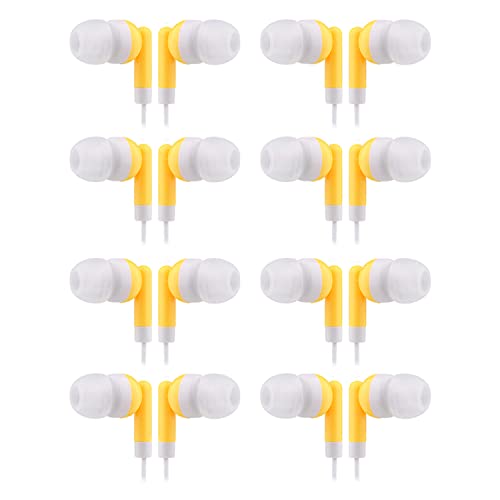 CN-Outlet Wholesale Earbuds Bulk Headphones Individually Bagged 50 Pack for iPhone, Android, MP3 Player for Schools, Libraries, Hospitals (Yellow) - color: Yellow