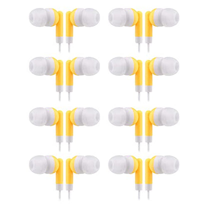 CN-Outlet Wholesale Earbuds Bulk Headphones Individually Bagged 50 Pack for iPhone, Android, MP3 Player for Schools, Libraries, Hospitals (Yellow) - color: Yellow