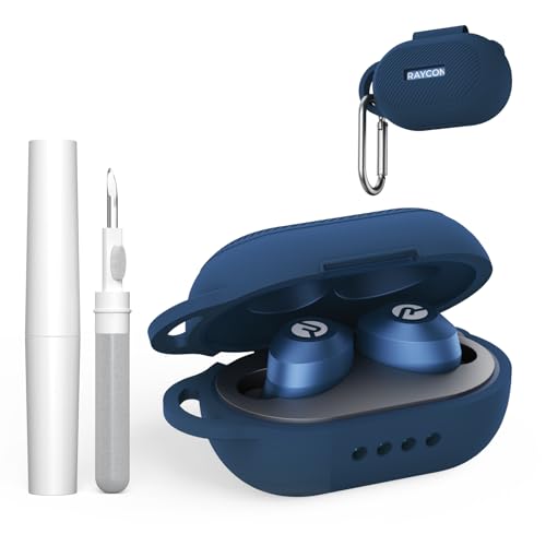 Soft Silicone Case for Raycon Everyday Classic Earbuds with Keychain&Cleaning Pen kit,Anti-Scratch Shockproof Protective Case Cover for Raycon Everyday Classic Earbuds Charging Case (Dark Blue) - color: Dark Blue