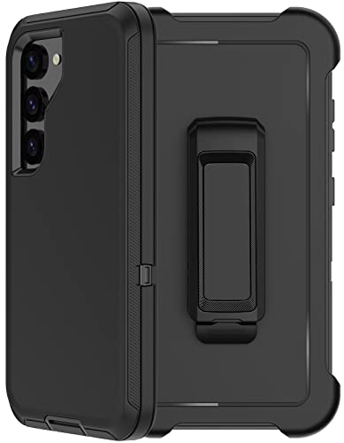 for Samsung Galaxy S23 Plus Case with Belt Clip Holster, 2 x Screen Protector, [Military Grade Protection] Heavy Duty Full Body Shockproof Rugged Protective Cover for Samsung S23 Plus 5G Black - color: Black