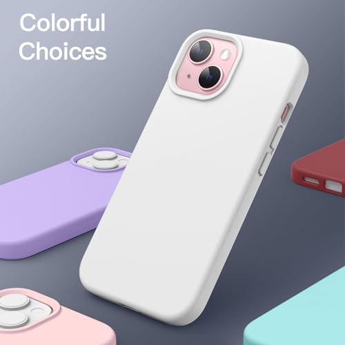 JETech Silicone Case for iPhone 15, White | Silky Soft Touch, Shockproof Protection, Scratch Resistant, Microfiber Lining - color: White, size: iPhone 15