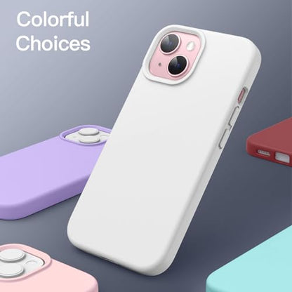 JETech Silicone Case for iPhone 15, White | Silky Soft Touch, Shockproof Protection, Scratch Resistant, Microfiber Lining - color: White, size: iPhone 15