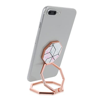 cobee Cell Phone Ring Holder Finger Kickstand, 360° Rotation Metal Cellphone Back Grip Foldable Cell Phone Stand Adjustable Phone Holder Compatible with Most Smartphones(Rose Red Marbling) - color: Rose Red Marbling