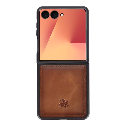 Venito Lucca Leather Case for Samsung Galaxy Z Flip 7 | Handcrafted Full Grain Premium Leather, Slim Protective Design, Drop/Impact Resistant Phone Cover, Antique Brown* - color: Antique Brown, size: Samsung Galaxy Z Flip 7