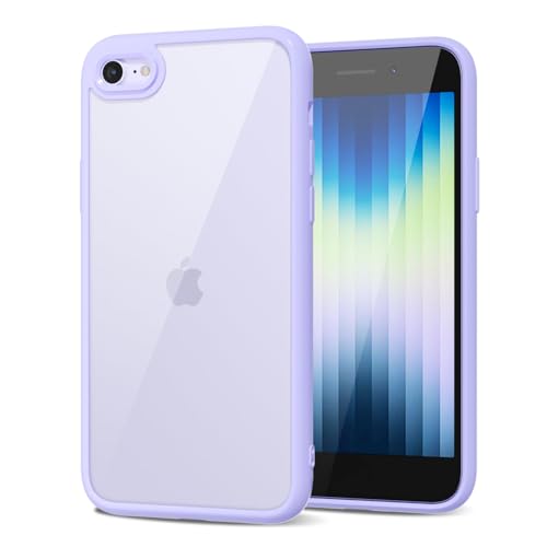 LoeoeL for iPhone SE 2022/2020/ 7/8 Case Clear, Transparent Hybrid SE Phone Case [Hard Plastic & Soft Silicone Bumper] Acrylic Non Yellowing Thin Slim Protective Cover, Purple Lavender - color: Lilac, size: SE / 7 / 8