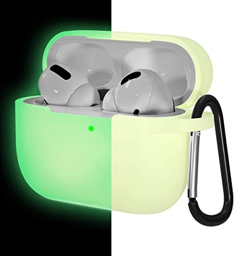 Lerobo for AirPod Pro Case, Silicone Cover with Keychain, Nightglow Green - color: Nightglow Green