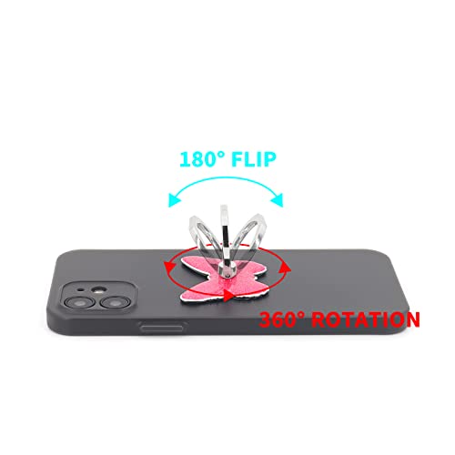 LaMignonne Cell Phone Ring Holder Butterfly Finger Ring Grip Stand 360° Rotation 180° Flip Universal Kickstand Compatible with All Smartphones (Rose) - color: Rose