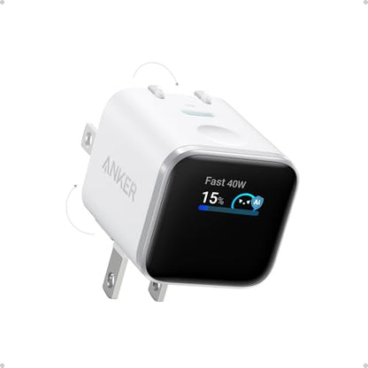 Anker Nano Smart Display Charger, 45W Max Fast Charger USB C for iPhone 17 - color: White