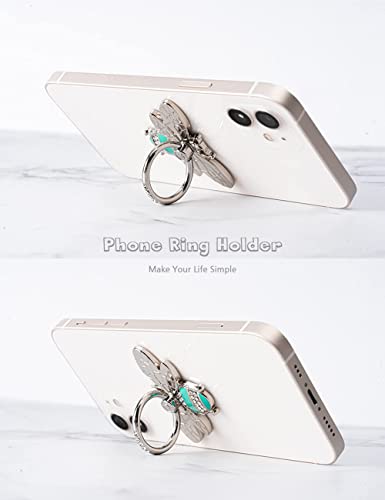 Allengel Bee Phone Ring Holder Finger Kickstand with Crystal, Cute Phone Ring Grip Holder for iPhone or Smartphone Cases, Silver Turquoise - color: silver