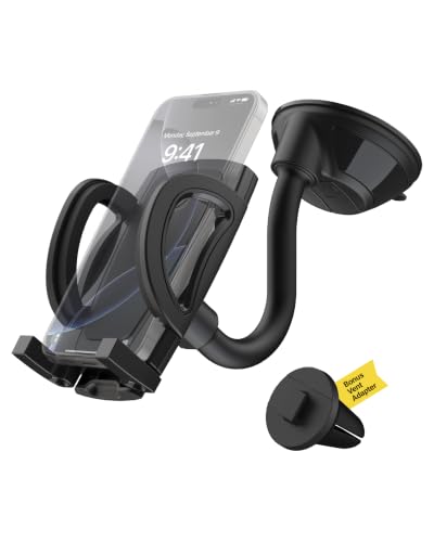 Scosche IHW10-SP1 4-in-1 Car Phone Holder Windshield, Dashboard, Vent, Cup Mount with Suction Cup | Dash, Vent or Windshield Mount | Stick Grip Suction Cup Base | Non-Magnetic | Black - size: 1 Pack, style: Window / Dash / Cup / Vent
